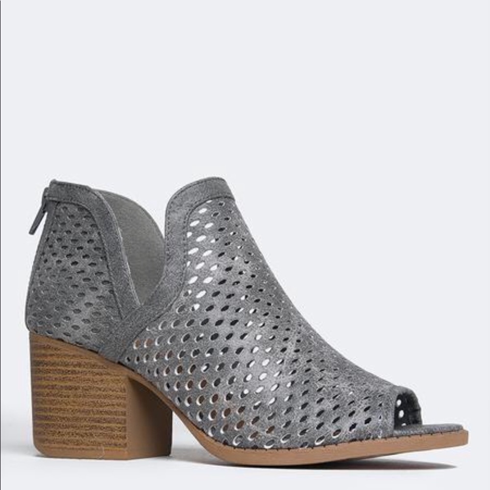 HP** LADIES PEEP TOE GREY CHUNKY HEELS BOOTIE - Picture 2 of 6